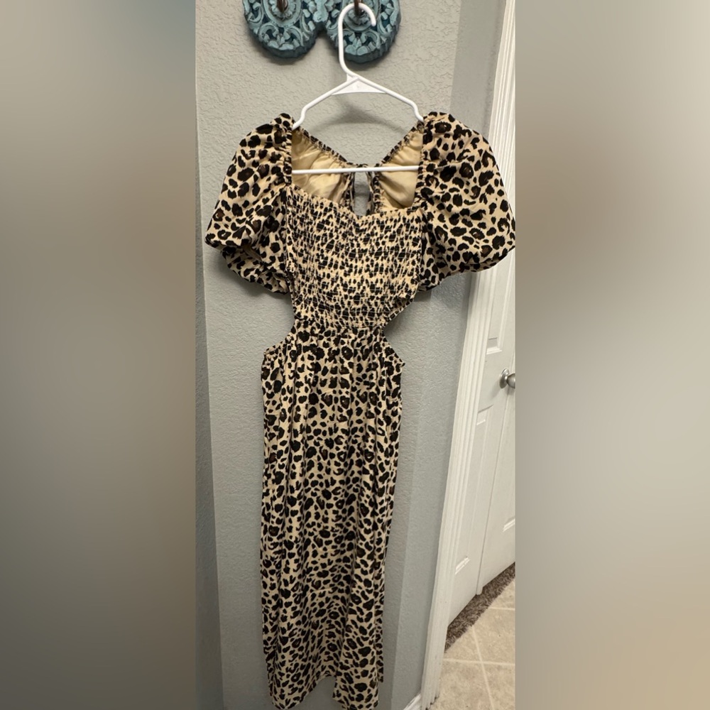 Leopard Print Puff Sleeve Dress size medium